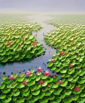 Lotus étang Texture 3D Peinture à l'huile